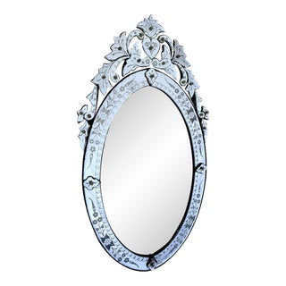 Vintage Mid Century Venetian Oval Wall Mirror For Sale