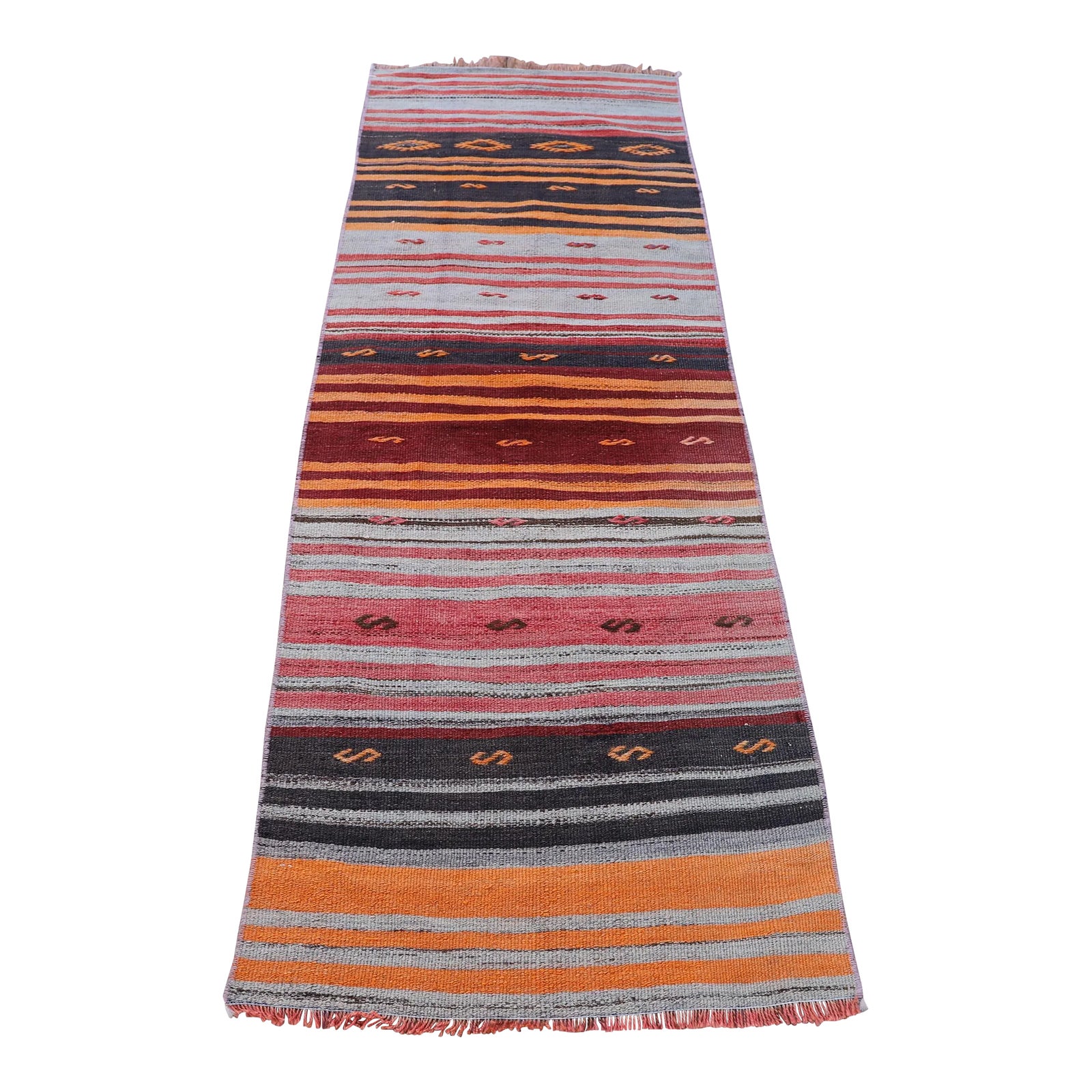 1990s Red Striped Runner Rug | Chairish