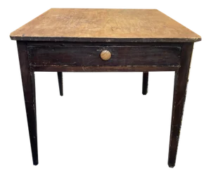 Early 1800s Pine Farmhouse/Shaker-Style Table With Massive Single Drawer.