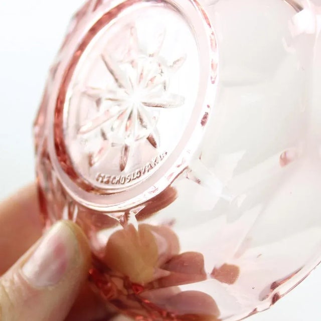 Glass Rose Glass Bowls, Czechoslovakia, 1950s, Set of 5 For Sale - Image 7 of 9