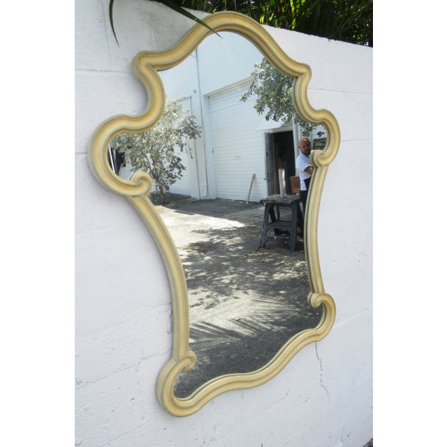 Hickory French Shabby Chic Serpentine Painted Wall Bathroom Vanity Mirror For Sale - Image 10 of 10