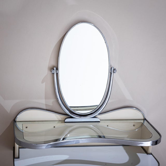 Wood Wall-mounted Vanity Console with Mirror by Gio Ponti, Italy, 1930s For Sale - Image 7 of 11