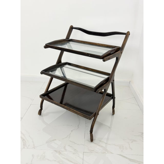 Walnut and Brass Bar Trolley in the style of Cesare Lacca, 1950s For Sale - Image 12 of 12