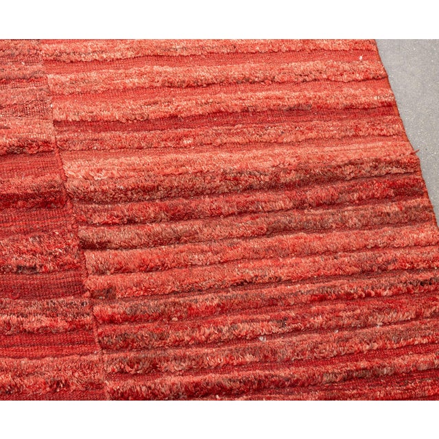 Contemporary Modern Striped Pattern Red Carpet, 9' 8" X 8' 3.5" For Sale - Image 3 of 9