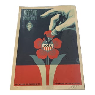 Defend Democracy Authentic Artwork Direct From the Artist Shepard Fairey 107/450 For Sale