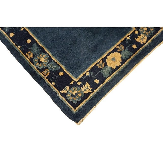 Chinese 1920s Blue Deep Field Traditional East Asian Chinese Peking Hallway Gallery Rug For Sale - Image 3 of 10