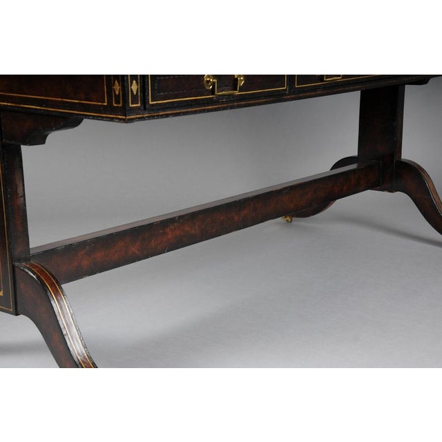 English Full-Leather Partner Desk For Sale - Image 9 of 18