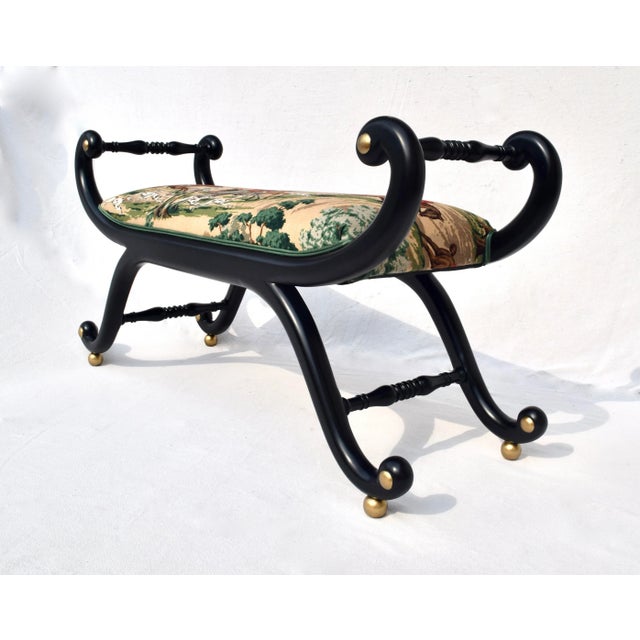 English Late 20th Century English Regency Curule Form Bench Fox Hunting Theme For Sale - Image 3 of 13