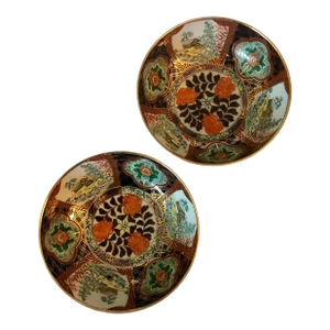 Japanese Imari Handpainted Decorative Bowls - a Pair