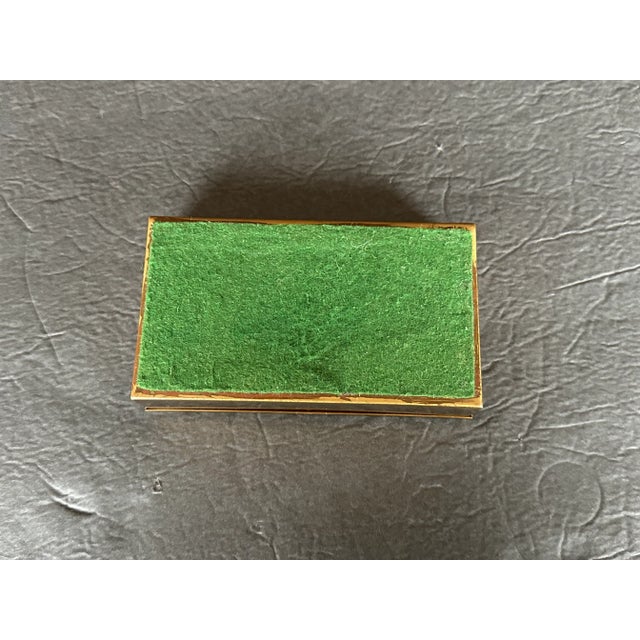 Vintage Brass Cigarette Box With Etched Pictorial Map For Sale - Image 9 of 12