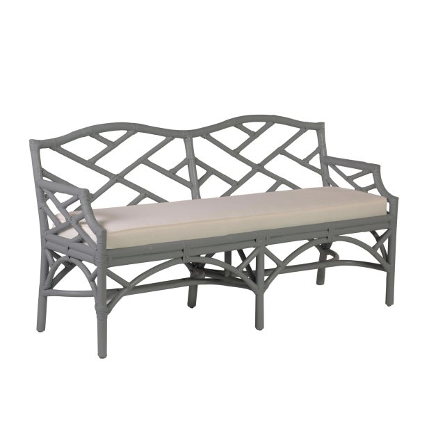 Chippendale Bench - Light Gray For Sale In West Palm - Image 6 of 6