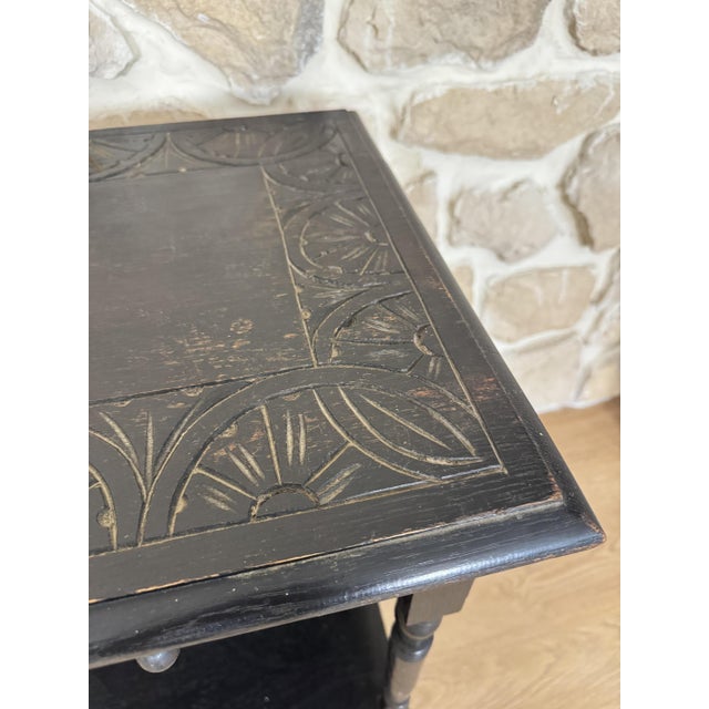 Antique Gothic Ebonised Carved Lowboy Hallway Console Table, 1890s For Sale - Image 6 of 9