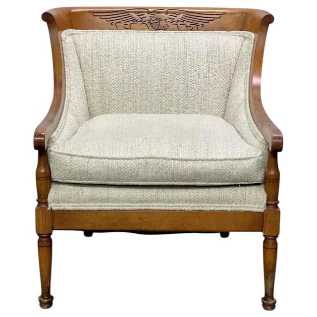 Vintage Traditional American Style Club Chair by Statton Furniture featuring Sturdy Mahogany Construction and Textured...