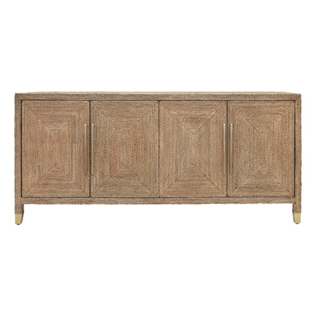 Matthew Izzo Home Casey Wrapped Rope Four Door Buffet With Satin Brass Hardware For Sale