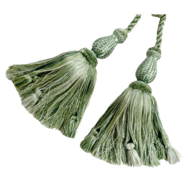 Contemporary Mint Green Double Tassel Tieback- a Pair For Sale - Image 4 of 5