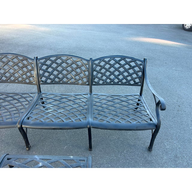 Cast Aluminum Hanamint Bench and Ottoman ** For Sale - Image 4 of 6
