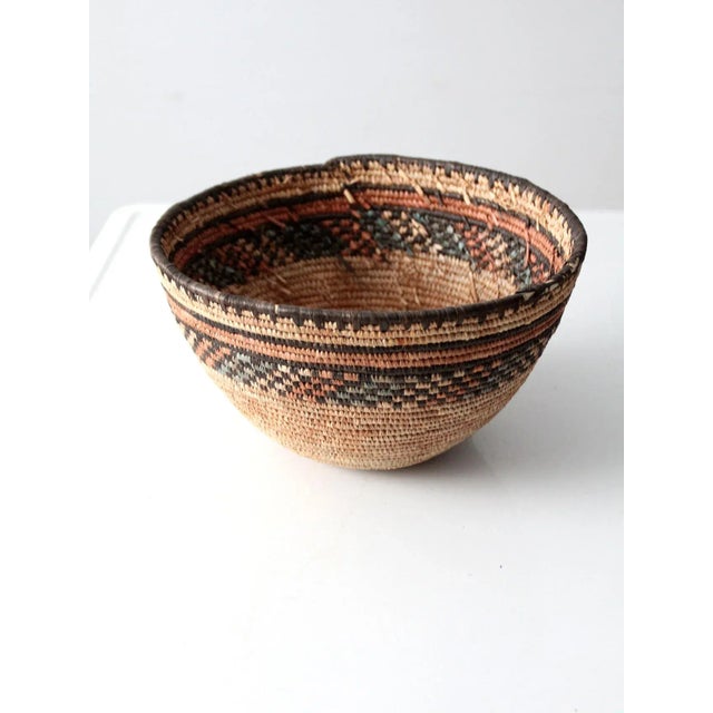 Tan Vintage Woven Basket Bowl For Sale - Image 8 of 11