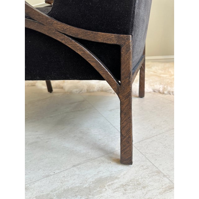 Vintage Custom Bernhardt Chocolate Brown Velvet & Iron Brutalist Lounge Chairs - A Pair For Sale - Image 10 of 15