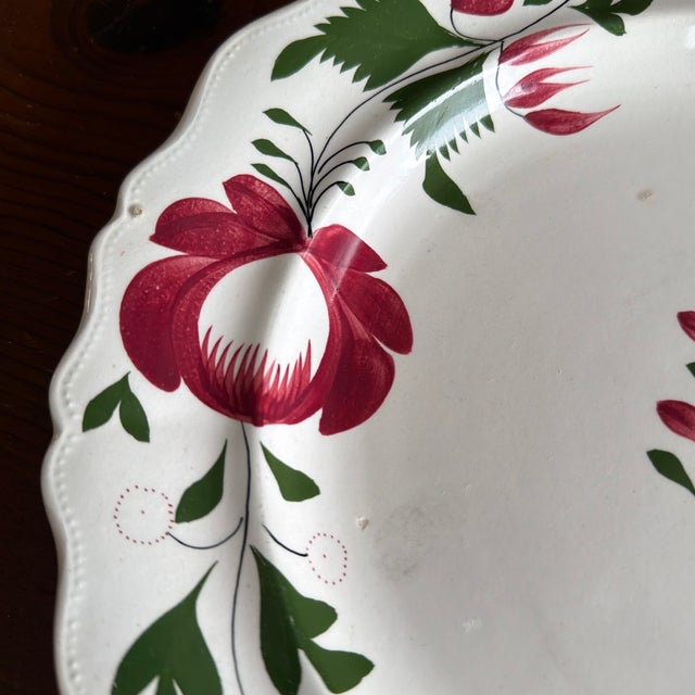 William Adams and Company A Very Nice Pair of Antique Staffordshire Early Adam’s Rose Plates, Circa 1830 For Sale - Image 4 of 12