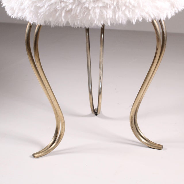 Stools in Brass and Textile, Set of 2 For Sale - Image 3 of 7