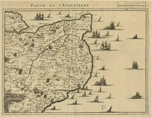 Antique Map of the English Channel Coastline, 1709