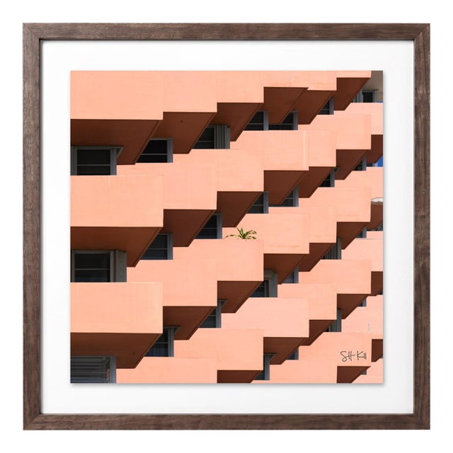 “Miami Beach 17” Giclee Archival Pigment Print 18x18 Framed in Walnut For Sale