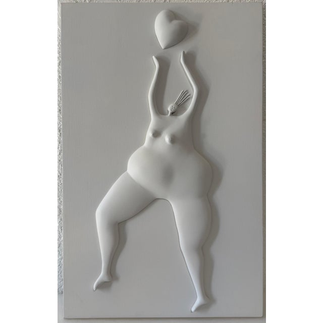 White Abigail Varela, Latin American Master Abigail Varela Sculpture Relief Plaque Woman with Heart, 2008 For Sale - Image 8 of 11