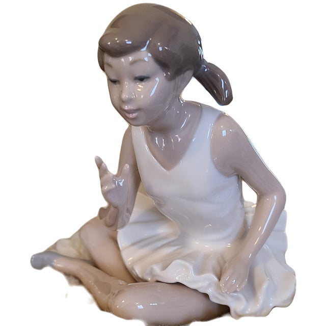 Sitting Ballerina - Nao by Lladro Porcelain Figurine For Sale - Image 6 of 7