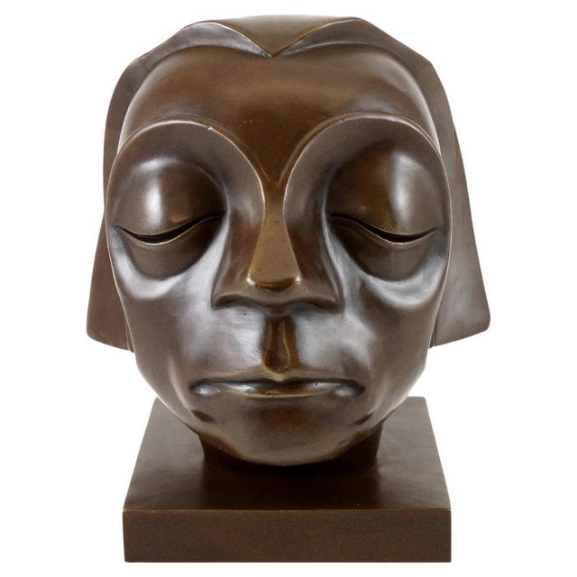 Expressionist Sculpture of Head, 20th Century, Bronze For Sale - Image 9 of 9