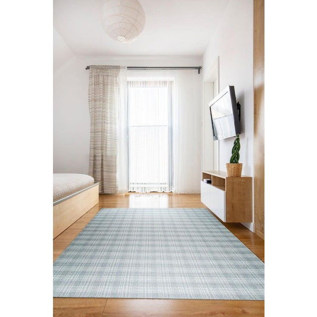 Textile 9x12 Gray Flat Weave Wool Subtle Plaid Geometric Modern Carpet Rug For Sale - Image 7 of 7