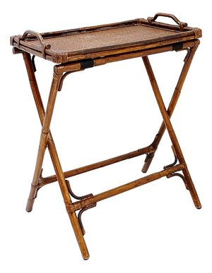 Mid-Century Colonial Style Bamboo Folding Tray Table, 1960s