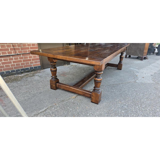 Farmhouse Plank Oak Refrectory Dining Table For Sale - Image 17 of 18