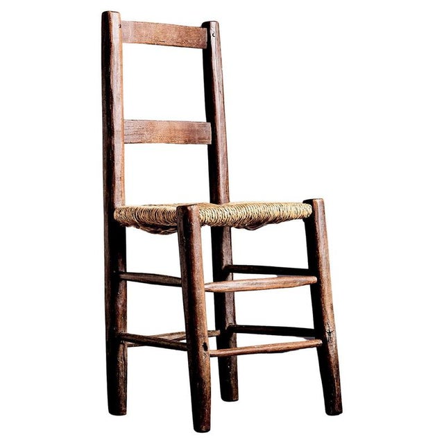 Rustic Ladder-Back Chair with Straw Seat by Charlotte Perriand, France, 1900 For Sale - Image 11 of 11