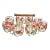 Midcentury Gold & Red Rose Roly Poly Set With Gold & Walnut Carrier- Set of 9 For Sale