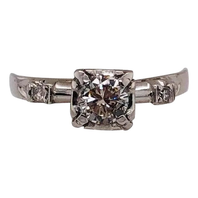 14 Karat White Gold Diamond Engagement Ring Bridal / Wedding For Sale