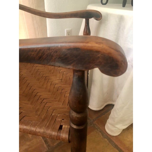 1900 - 1909 Early 20th Century High Back Ladder Back Chair W/ Double Arms and Web Seat For Sale - Image 5 of 9