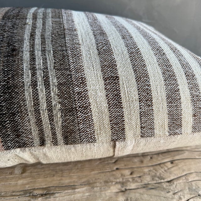 Textile Vintage Turkish Hemp Rug Pillow 18" X 28" With Down Insert For Sale - Image 7 of 8