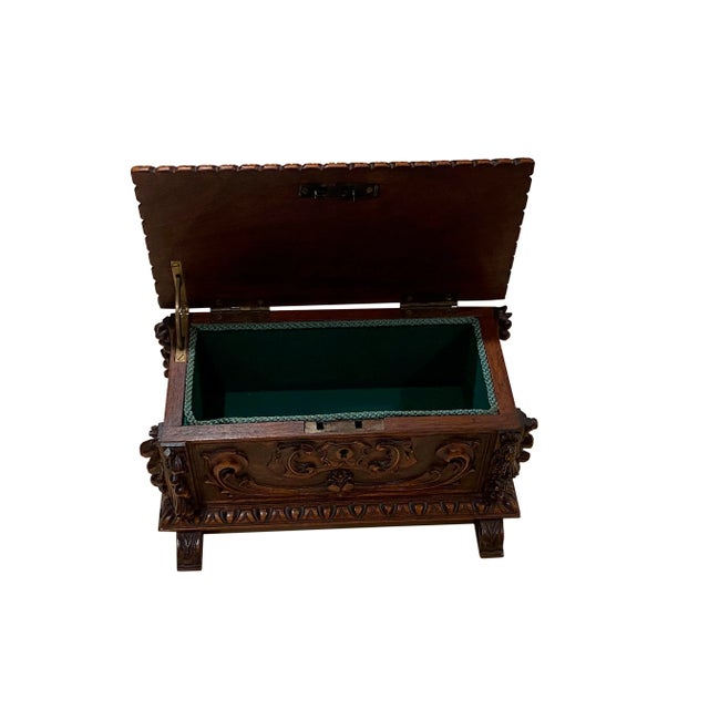 Antique French Walnut Carved Box For Sale - Image 4 of 8