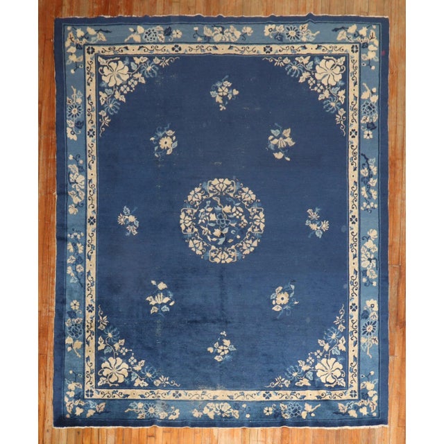 Navy Blue Early 20th Century Chinese Peking Rug - 8' x 9'7" For Sale - Image 8 of 8