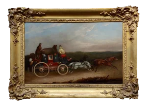 Georgian Horse Drawn Royal Mail Coach-18th Century Oil Painting