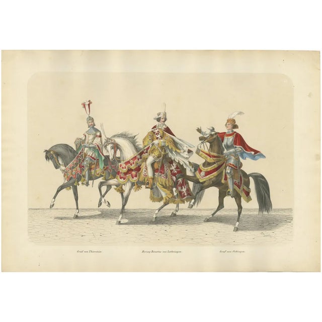 Regal Cavalcade Duke of Lorraine and the Counts of Thierstein and Oettingen, 1855, Paper For Sale