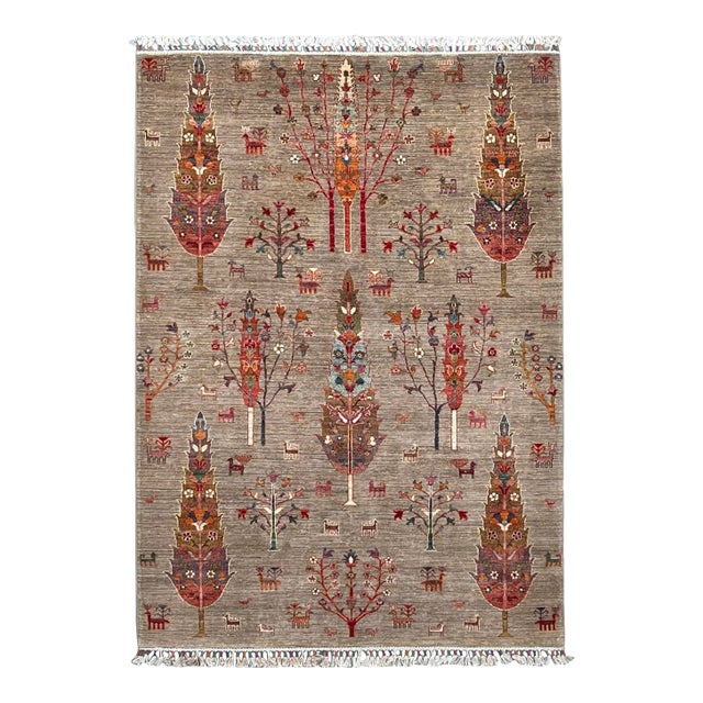 Vintage Persian Gabbeh Wool Tree of Life Rug – 173x243 Cm For Sale