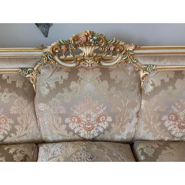 Vintage Luxury White and Gold Sofa For Sale - Image 4 of 10