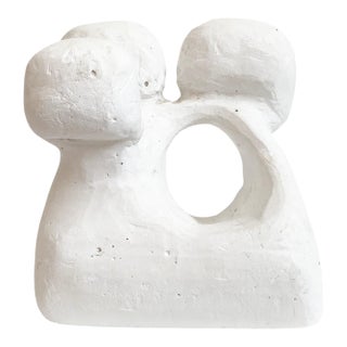 Carved White Chalk Modern Sculpture For Sale