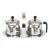 MIchael Graves Chrome, Black Resin and Glass Creamer and Sugar Caddy Set With Matching Tray 90's For Sale