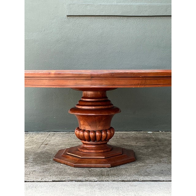 Vintage Custom Monumental Carved Pedestal Dining Table For Sale - Image 11 of 12