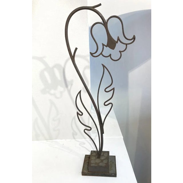 1980s Mid-Century Bronze Flower Sculpture by Michel Zadounaïsky, France, 1989 For Sale - Image 5 of 6
