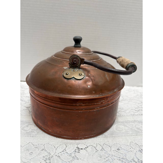 Vintage Large Rustic French Copper Tea Kettle Decor Accent Vessel For Sale - Image 10 of 10