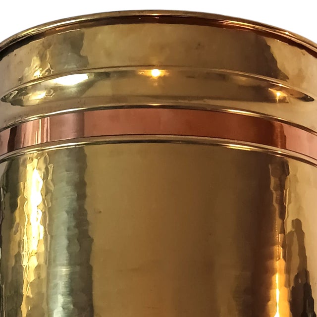 1970s Vintage Brass Planter With Copper Band Made in Ireland 10.5" X 11.75" For Sale - Image 5 of 13
