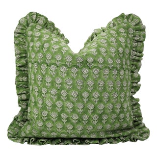 Fabdivine Ruffle Throw Pillow Pankhudi Print Decorative Accent Cushion for Sofa, Bed & Chair-20x20 For Sale